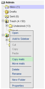 Ereignisse von E-Mails im Ordnerbaum