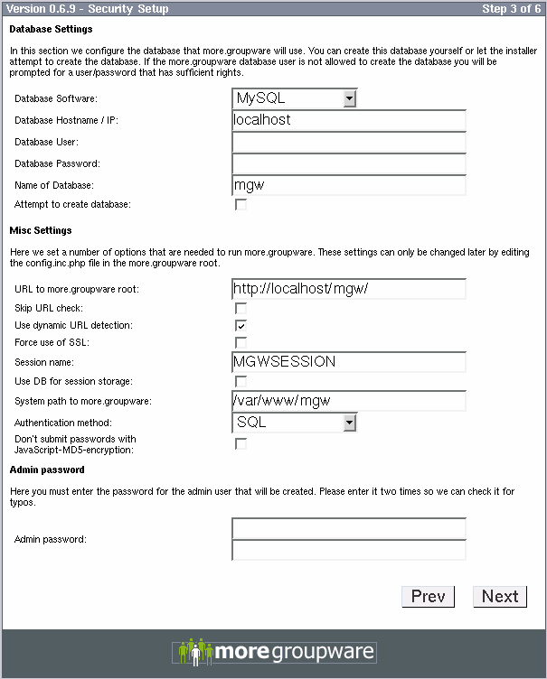 Settings screen